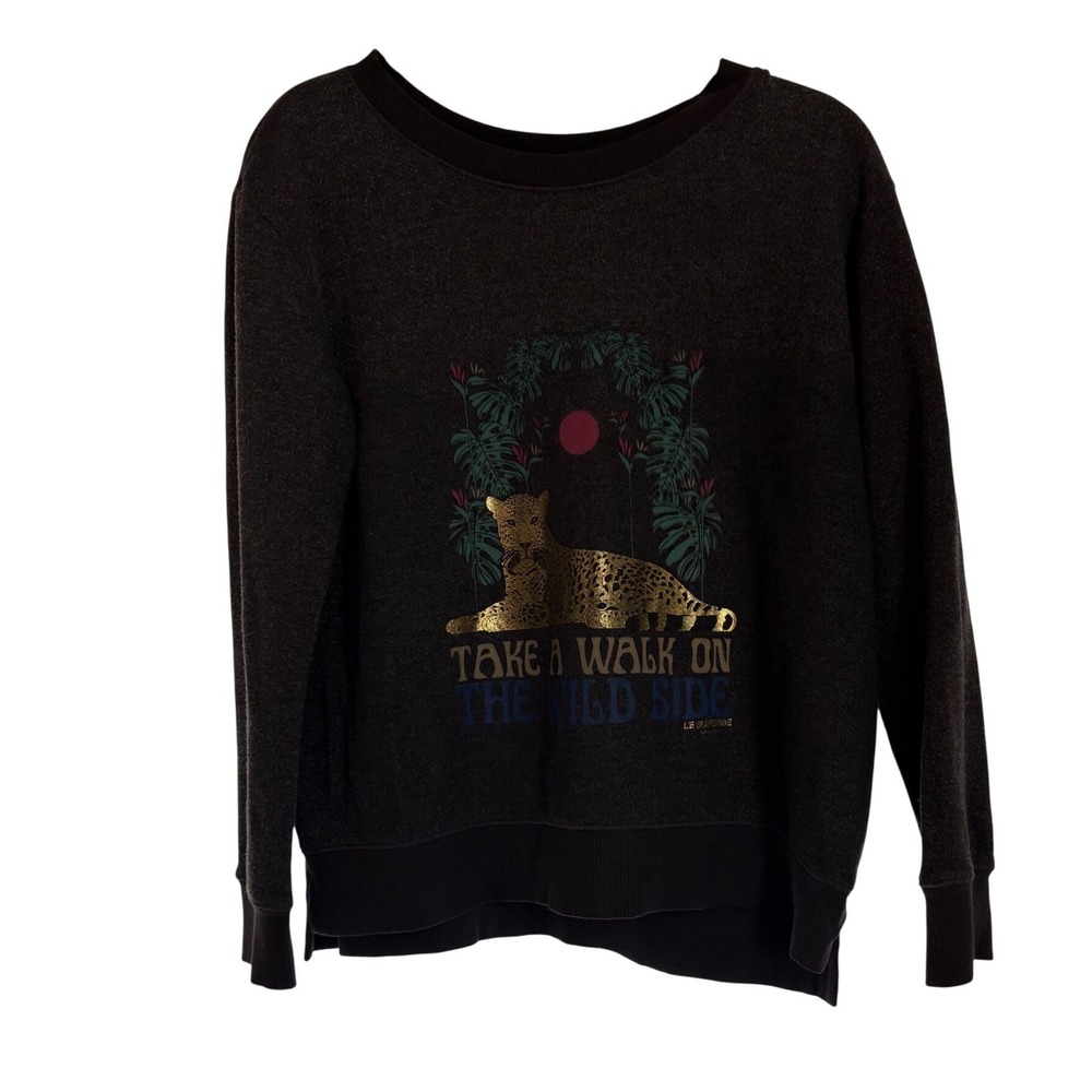LE SUPERBE Take A Walk On The Wild Side Sweatshirt Gray Cotton Size Small